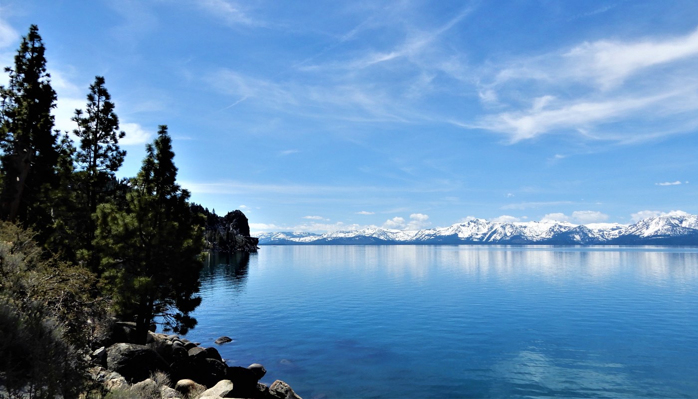 Lake Tahoe with surrounding mountain terrain