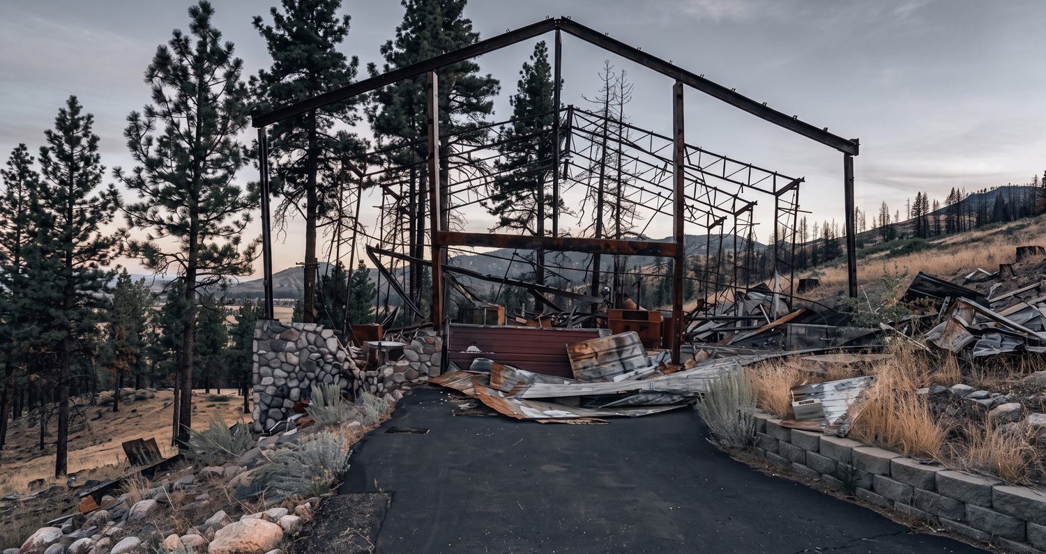 Remains of the former home following wildfire