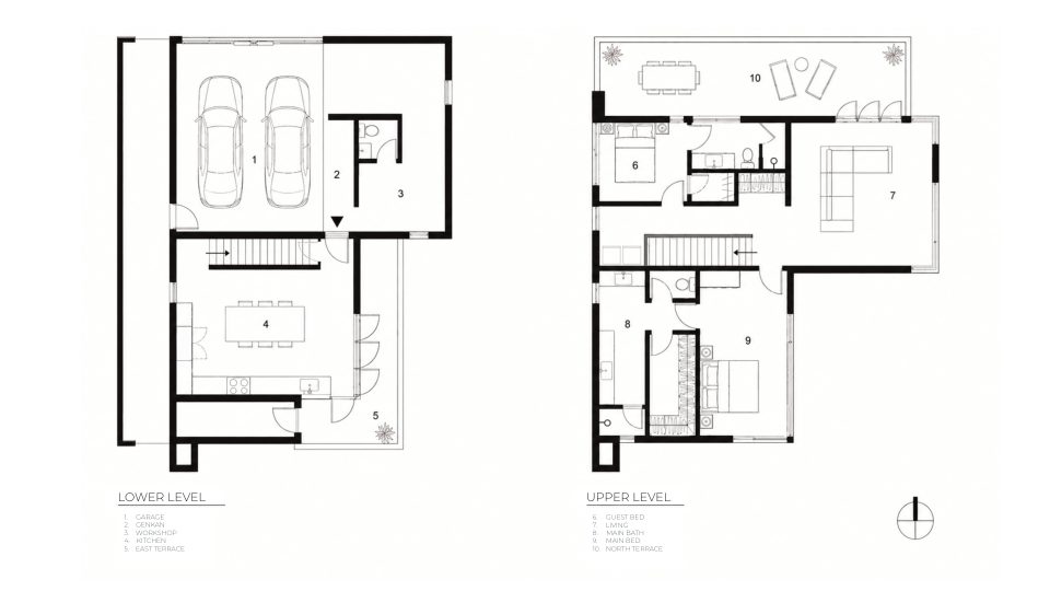 Zephyr Cabin lower- and upper-level floor plans